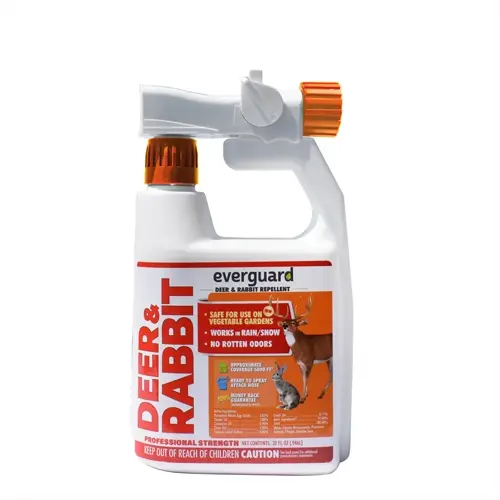 everguard deer garden repellent spray bottle with orange trigger and label showing deer and rabbit