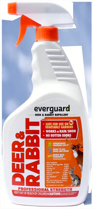 everguard deer & rabbit repellent spray bottle for winter tree deer protection, professional strength formula for rain/snow