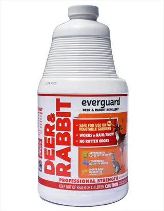 everguard deer repellent spray bottle for gardens, professional strength with safety warnings