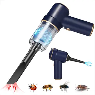 handheld insect vacuum cleaner targeting pests like bees, cockroaches, ladybugs, and flies with transparent collection chamber