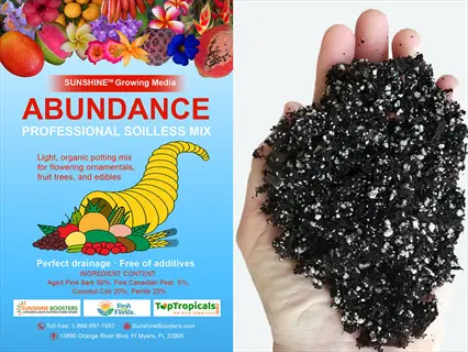 peat moss gardening bag: sunshine abundance soilless mix with hand sample, canadian peat in ingredients for flowering plants