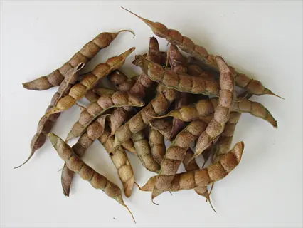 pile of dried pea pods on a white background