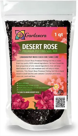 premium rose soil garden: gardenera desert rose premium potting soil mix bag with canadian peat moss, coco coir, sand and lime ingredients for desert roses