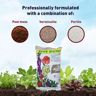 seed starter bag with peat moss, vermiculite, perlite components for peat moss method - professionally formulated for seed germination