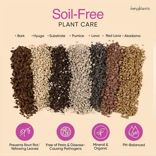 veryplants' soil-free orchid bark potting mix with bark, hyuga, substrate, pumice, lava, and akadama for plant care